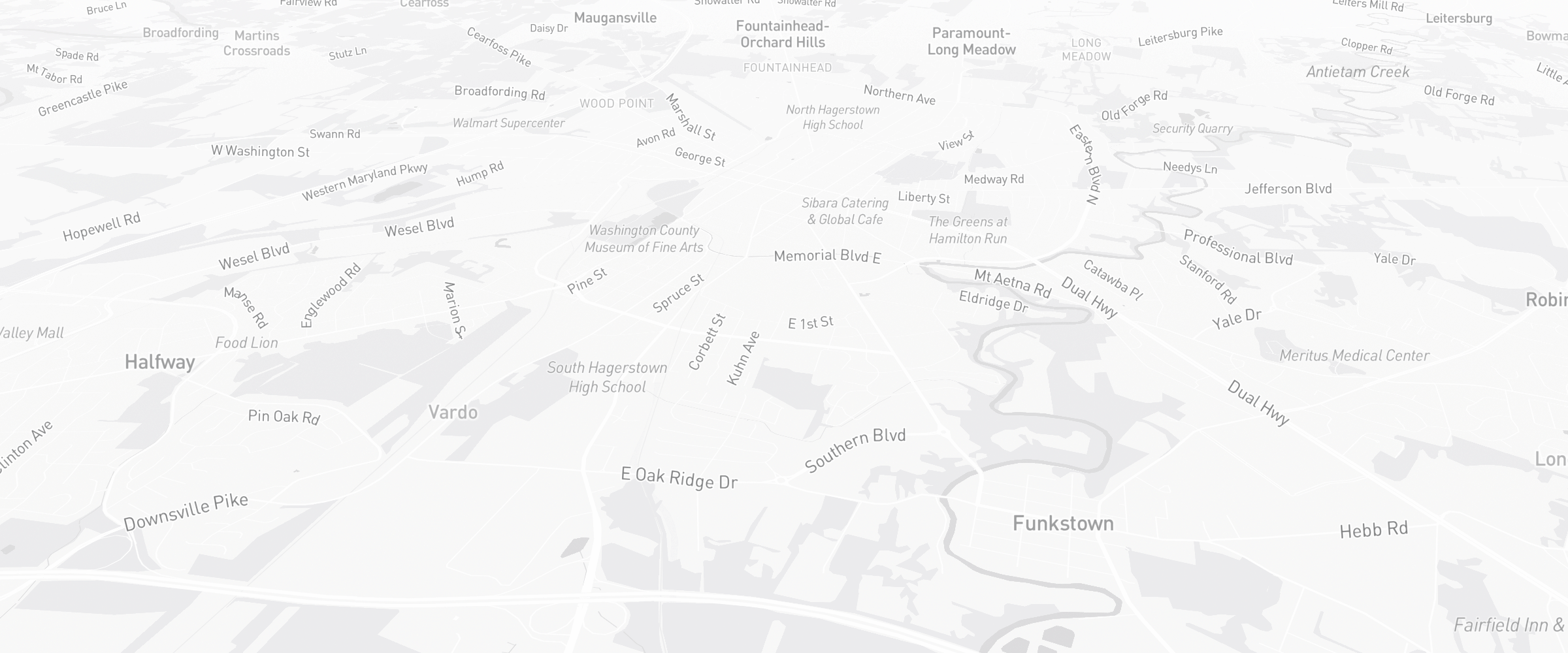 Neighborhood map of Hagerstown, MD — the area served by Life Insurance Agents of Hagerstown Group